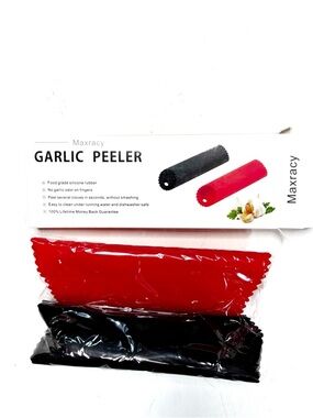 Garlic Peeler Set - Red & Black New in Box